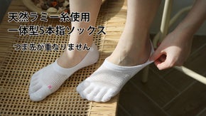 夏に最適な素材を使用した新概念、天然ラミー5本指ソックス