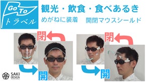 世界が開くよ！GoToトラベル・観光飲食Ok・開閉式シールド・飛沫対策めがね装着