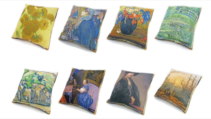 B・シャロワ、クッション、日本未発売・限定画集画、額付 B・シャロワ、クッション、日本未発売・限定画集画、額付