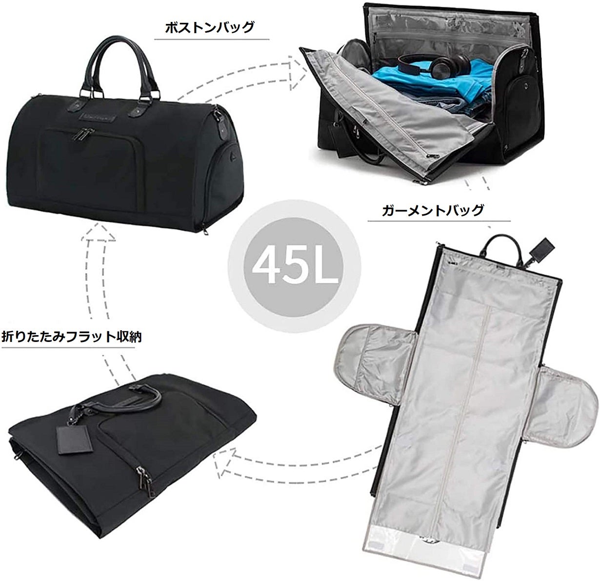 スーツやコートなどの長物から靴まで収納。トラベルバッグThe Wrap Bag