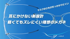 頭を包み込む新設計の&beta;チタンフレームに、ブルーライトカットの度付きレンズをセット