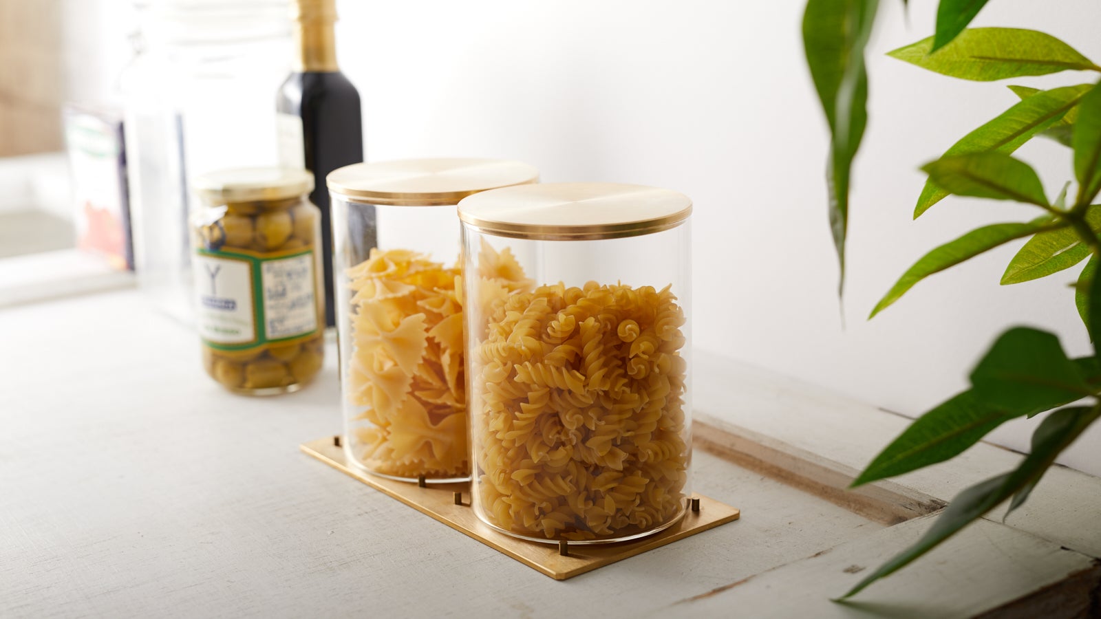 ガラスと陶器のスパイスキャニスター 4個セット