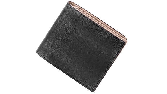 ブラック 折り財布 感謝価格 12cm ハンドメイド 二つ折り 革財布