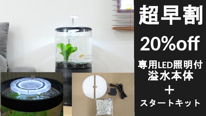 おうち時間を素敵に演出！小型円柱オーバーフロー水槽「溢水（いっすい