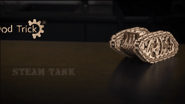 大人の木製立パズル新作】凸凹道も力強く走るスチームタンク Wood