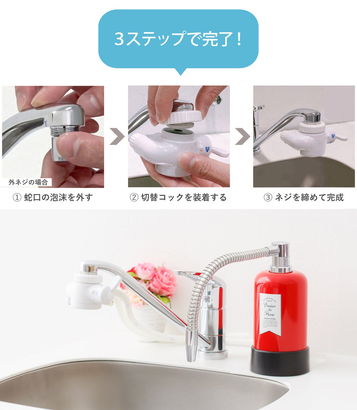 美味しい水をお届けします、約9年カートリッジ交換不要・コンパクトな