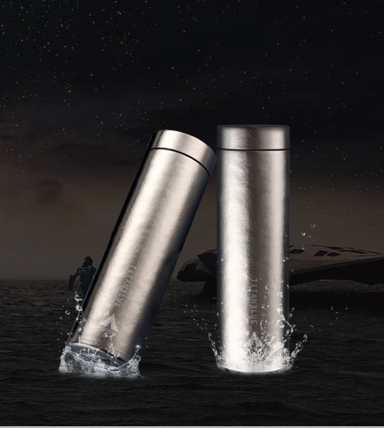 純チタン製真空ボトル「TITANBLUE」 驚愕の軽さ！純チタン製真空ボトル「TITANBLUE 2.0」｜マクアケ