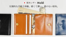 0.8cm厚で圧倒的な手軽さ体験。栃木レザーの硬くて薄い蓋のない財布 Moldi