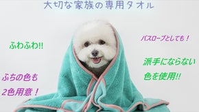 大切な家族（ペット）の快適タオル　拭き上げ時間を短く　バスローブとしても使える