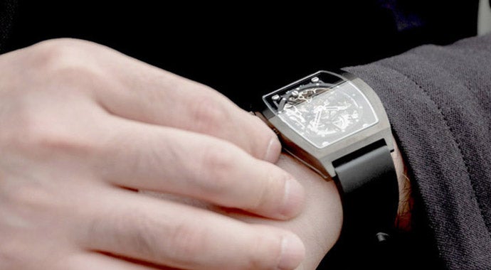 ダマスカス鋼トノー型スケルトンメカニカル手巻腕時計 M1D THE