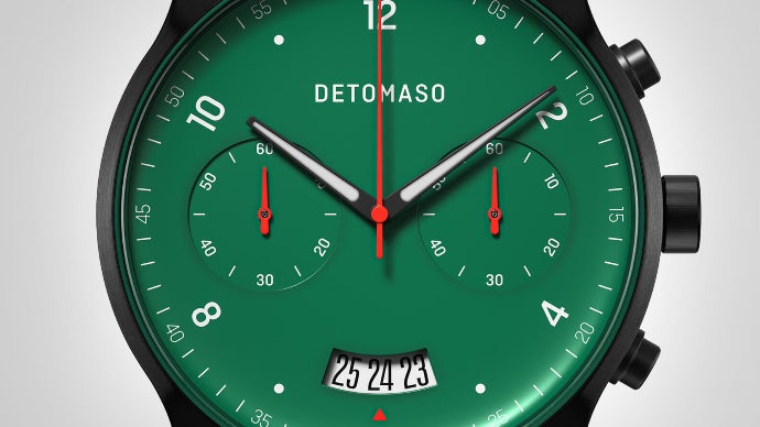 DETOMASO デトマソ 自動巻き メンズ腕時計 グリーン メッシュベルト