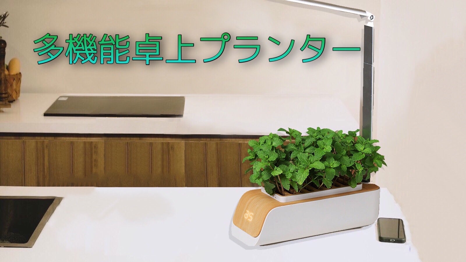水のあげ忘れなし！ 多機能卓上プランター LED付き 水耕栽培器