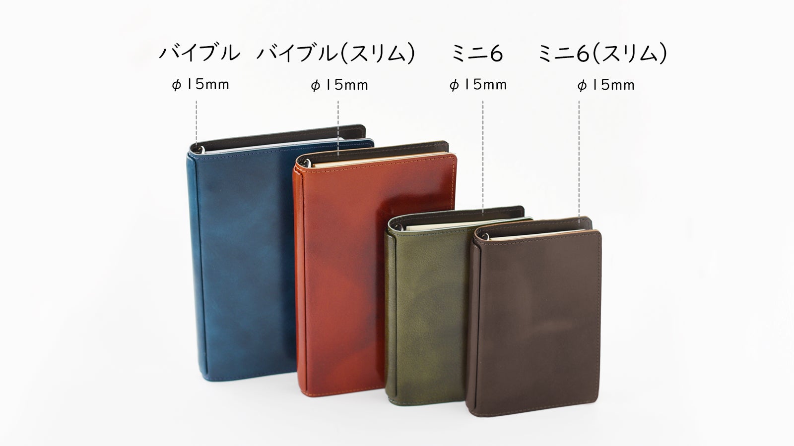 A5、B5、B6サイズ別、利便性を追求したYOSHINA本革ノートカバー第二弾