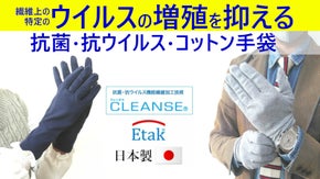 アルコール消毒で荒れた手にも優しい、抗菌・抗ウイルスコットン手袋誕生！