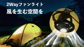 スタンドも吊り下げもOK！バッテリー内蔵でスマホ充電可能な2wayファンライト