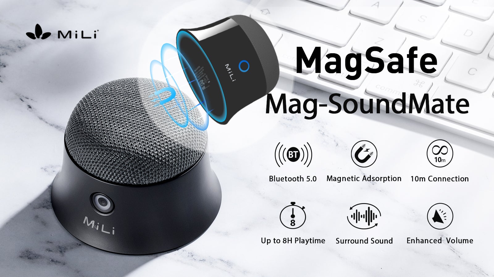 Bluetooth5.0搭載 簡単脱着 MagSafeポータブルスピーカー｜マクアケ