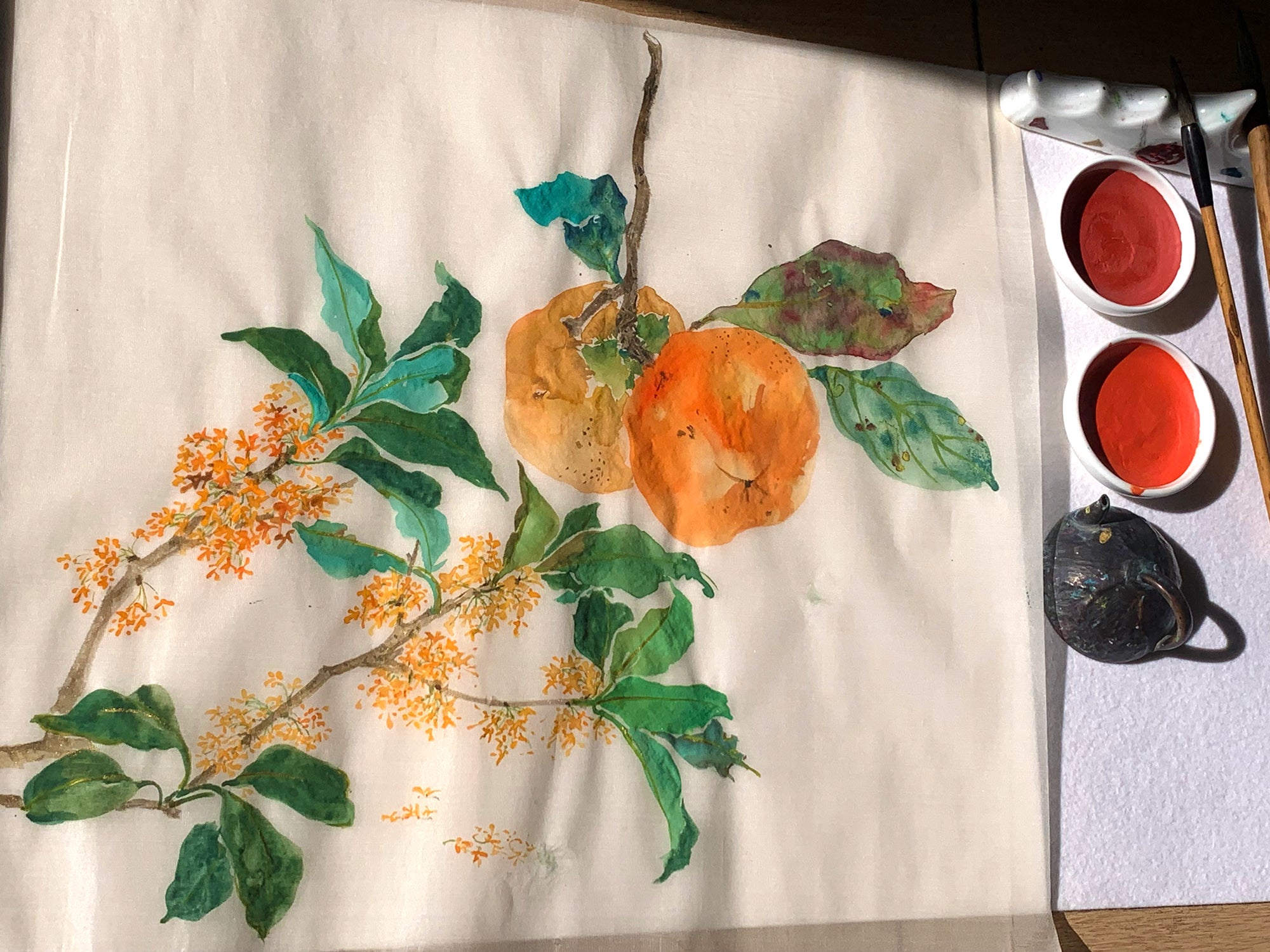 日展評議員　東韶光 落款印譜 共シール『ひとり』岩絵具彩色 20号 0829D 日展評議員東韶光 落款印譜 共シール『ひとり』岩絵具彩色 20号 0829D