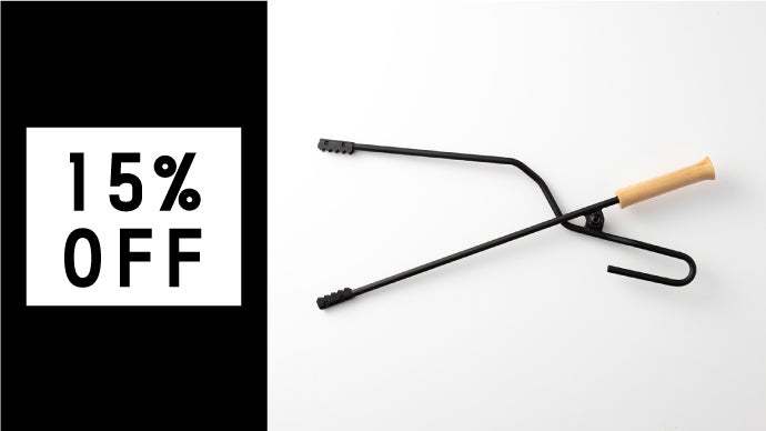 火吹き棒・火バサミ・フック・灰かきを1つに！多機能薪バサミ炎群