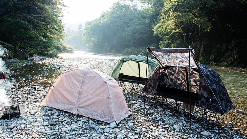 Naturaldrop Earthline　高床移動式タイニーテントコット どこでも快適な寝心地。雨の日もアウトドアを楽しむ『高床式