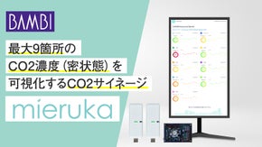 CO2濃度を一元管理！換気タイミングを可視化しサイネージにもなる mieruka