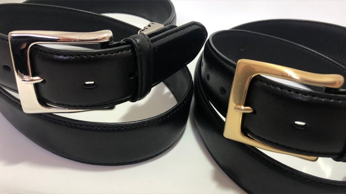 栃木レザーオールジャパン皮革ベルト＆本金銀のプレイトバックル。