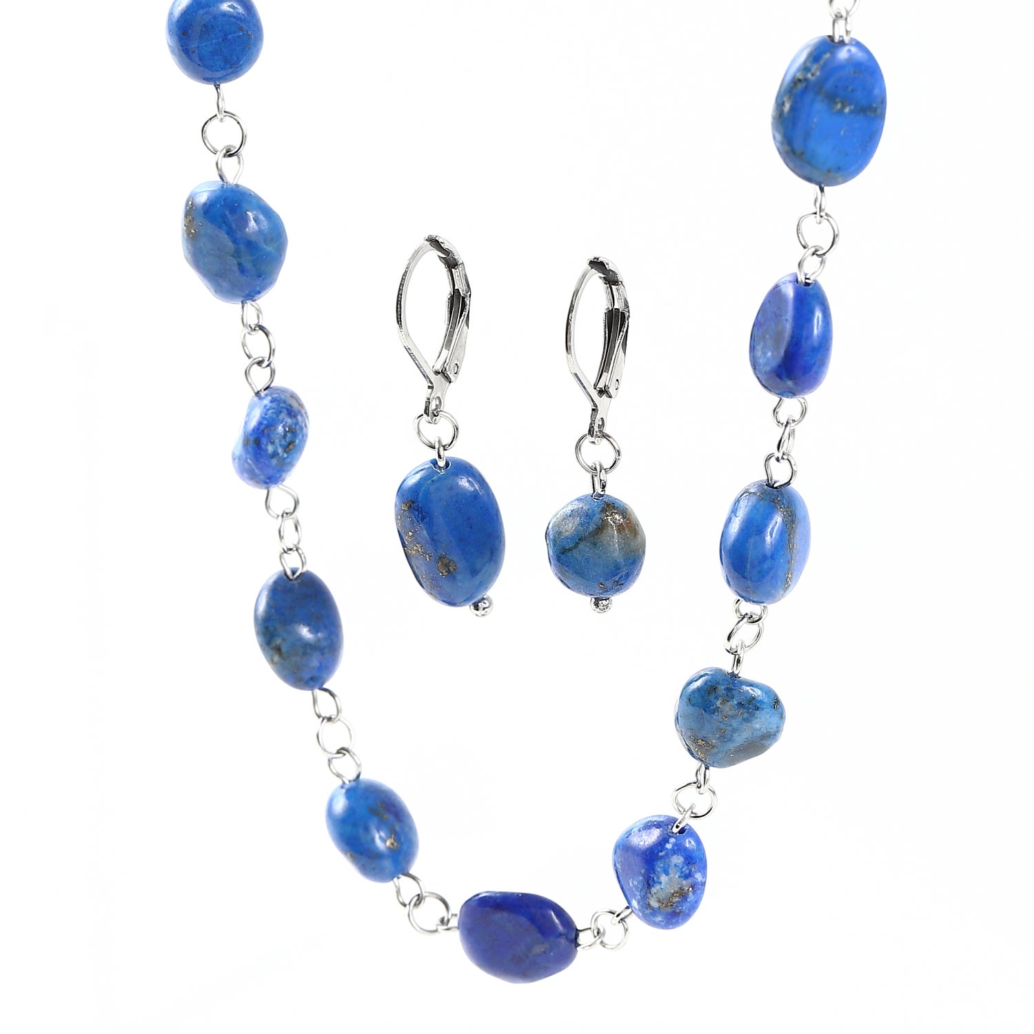 丈夫で お肌に優しい 新素材】天然石 ラピスラズリ ネックレス＆ピアス