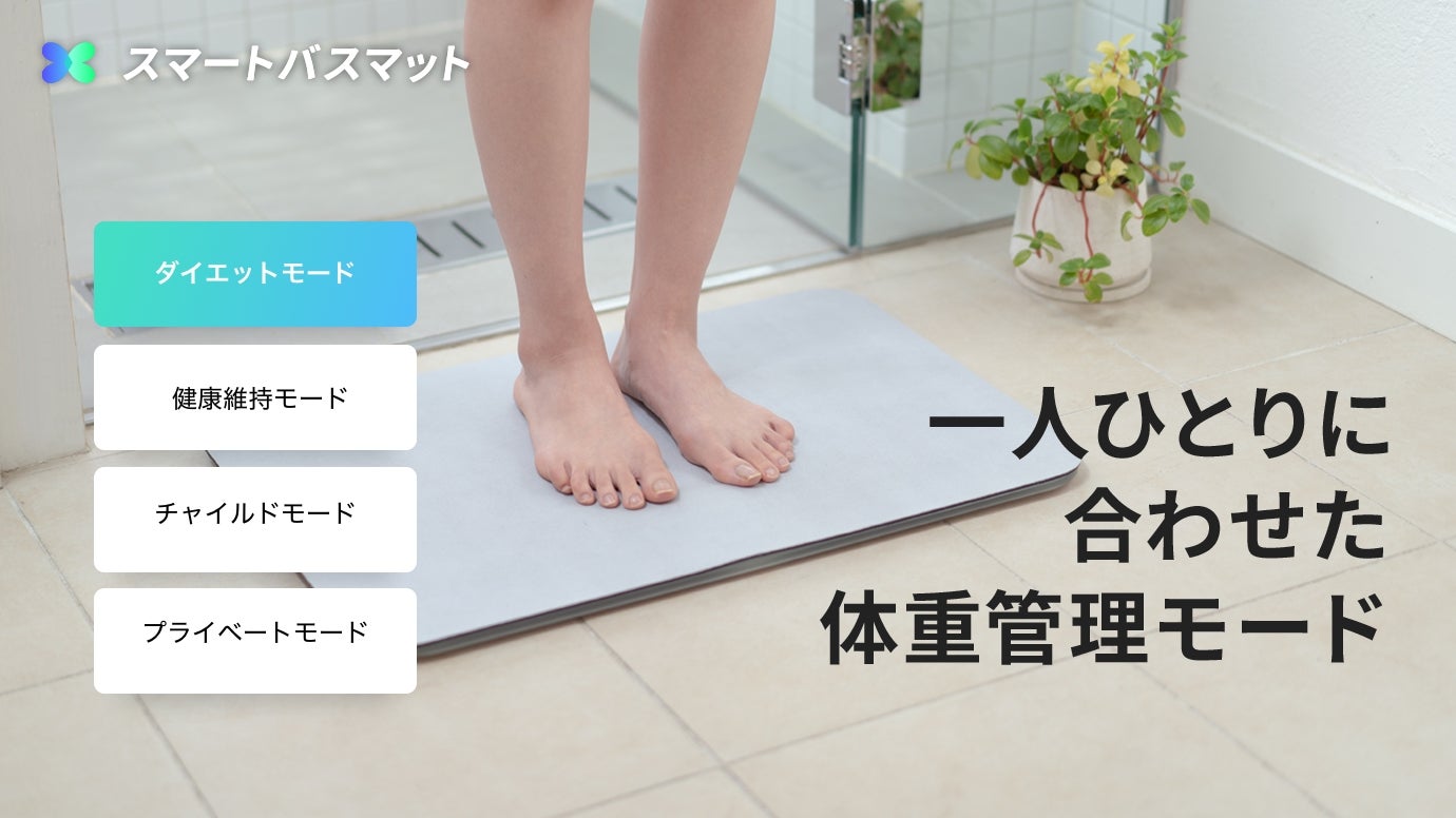 お風呂上がりに、乗るだけで体重管理。スマートバスマット