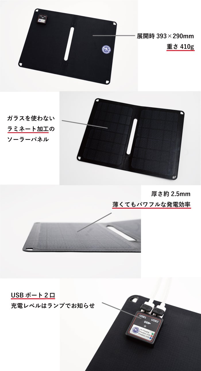 アウトドアやキャンプ、災害時に大活躍！A4・厚さ約2.5mmのソーラー