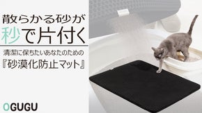 散らかる砂を大型の二重構造マットで吸収！秒で片付け！猫も人間も清潔な生活を！