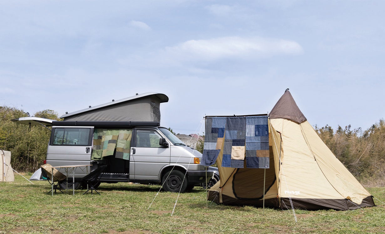 まる見えキャンプに新提案！日除け・人目除け、目印にもなる「テント