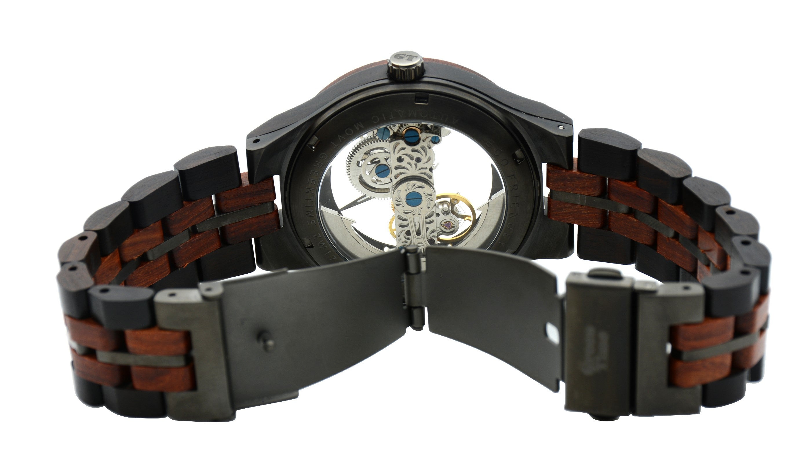 スケルトンフェイスで時を刻む瞬間を 高級感光るオートマチックと木製