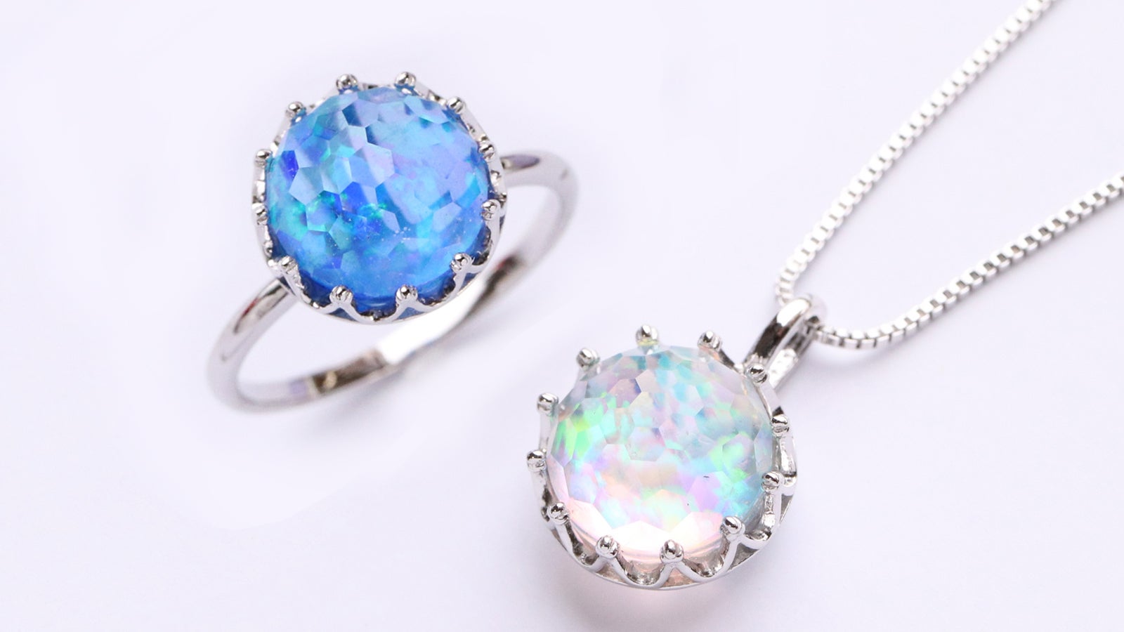 スノーフレーク・イリディセント (シルバープルーフ) 虹色クリスタル Makuake｜【虹色に輝きを放つ美しい宝石】クリエイテッドオパールの雫