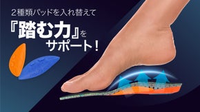 2種類のパッドを入れ替えて足裏をサポート! 自分だけのスマートなインソール！