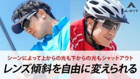 レンズ傾斜とテンプル角度を調節し最適な視界を！２枚のレンズ付スポーツサングラス