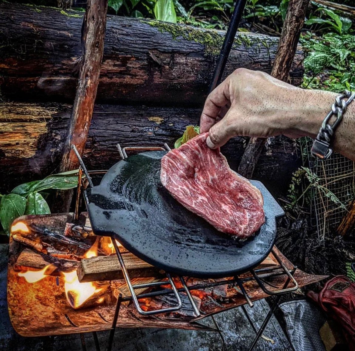 1.5cm極厚陶器製プレート】遠赤外線でキャンプ飯が変わる！網・炭上
