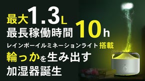 1.3Lの大容量！イルミネーションライト搭載。輪っかを生み出すバズーカ加湿器誕生