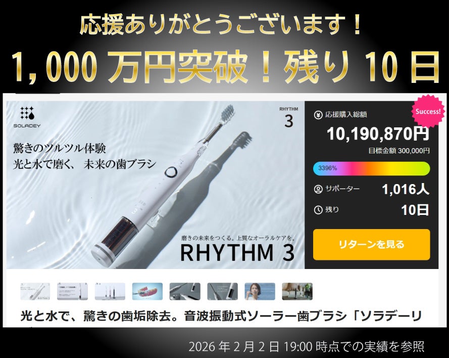 Makuake｜光と水で歯を磨く「ソラデー」から最新手磨き歯ブラシ