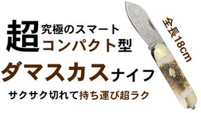 サクサク切れて持ち運び超ラク！収納時は約11cmの超コンパクト型ダマスカスナイフ
