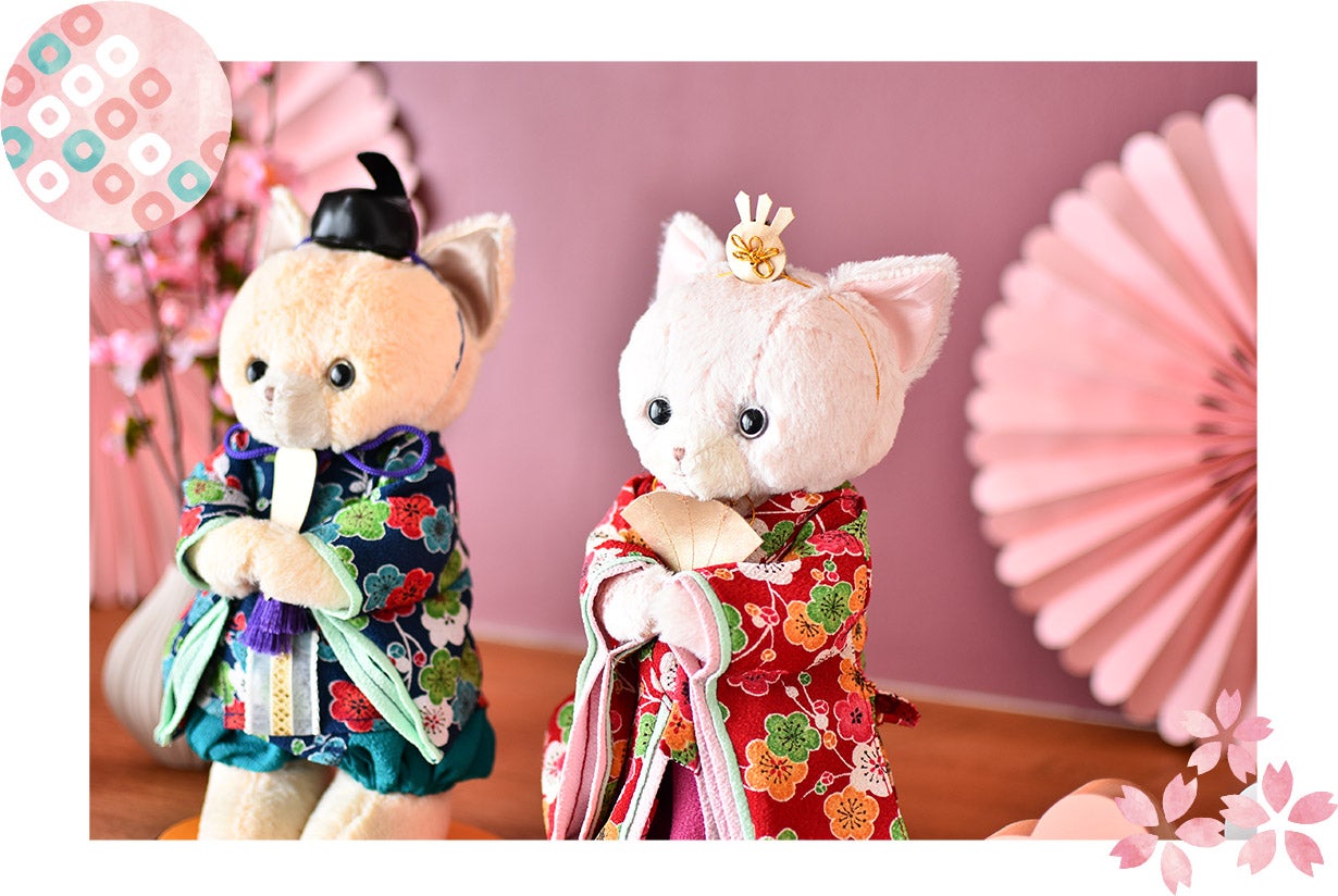 上品なお顔の「ねこの立ち雛飾り」。プティルウが作る、子供がさ