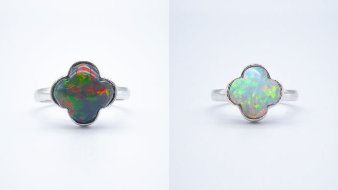 女性を輝かせる白と黒の万華鏡 ホワイトオパール・ブラックオパール