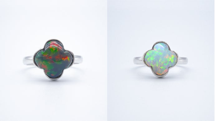 女性を輝かせる白と黒の万華鏡 ホワイトオパール・ブラックオパール