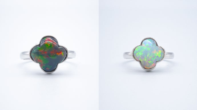 女性を輝かせる白と黒の万華鏡 ホワイトオパール・ブラックオパール