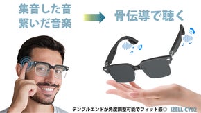音量調整可能な集音機能付き骨伝導サングラス。防水機能+工具不要でレンズ交換可能！