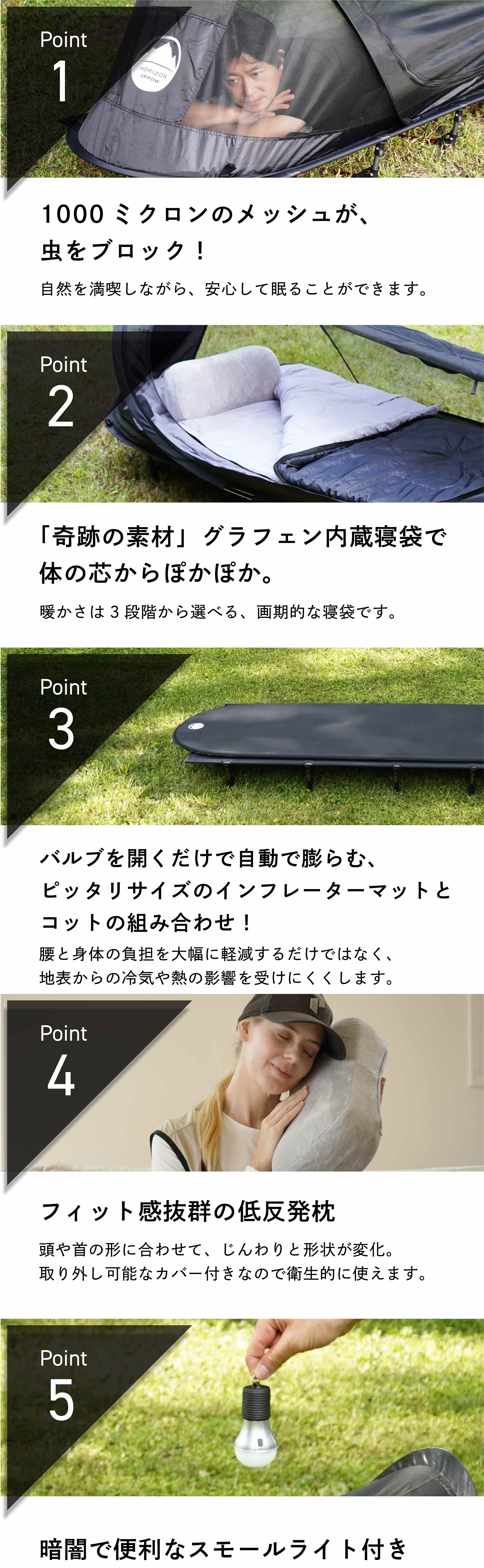 ブラックカンガルー 一式 究極のメッシュテント グラフェンヒーター内蔵寝袋付 究極のメッシュテント誕生！快適空間がたったの1秒 グラフェン