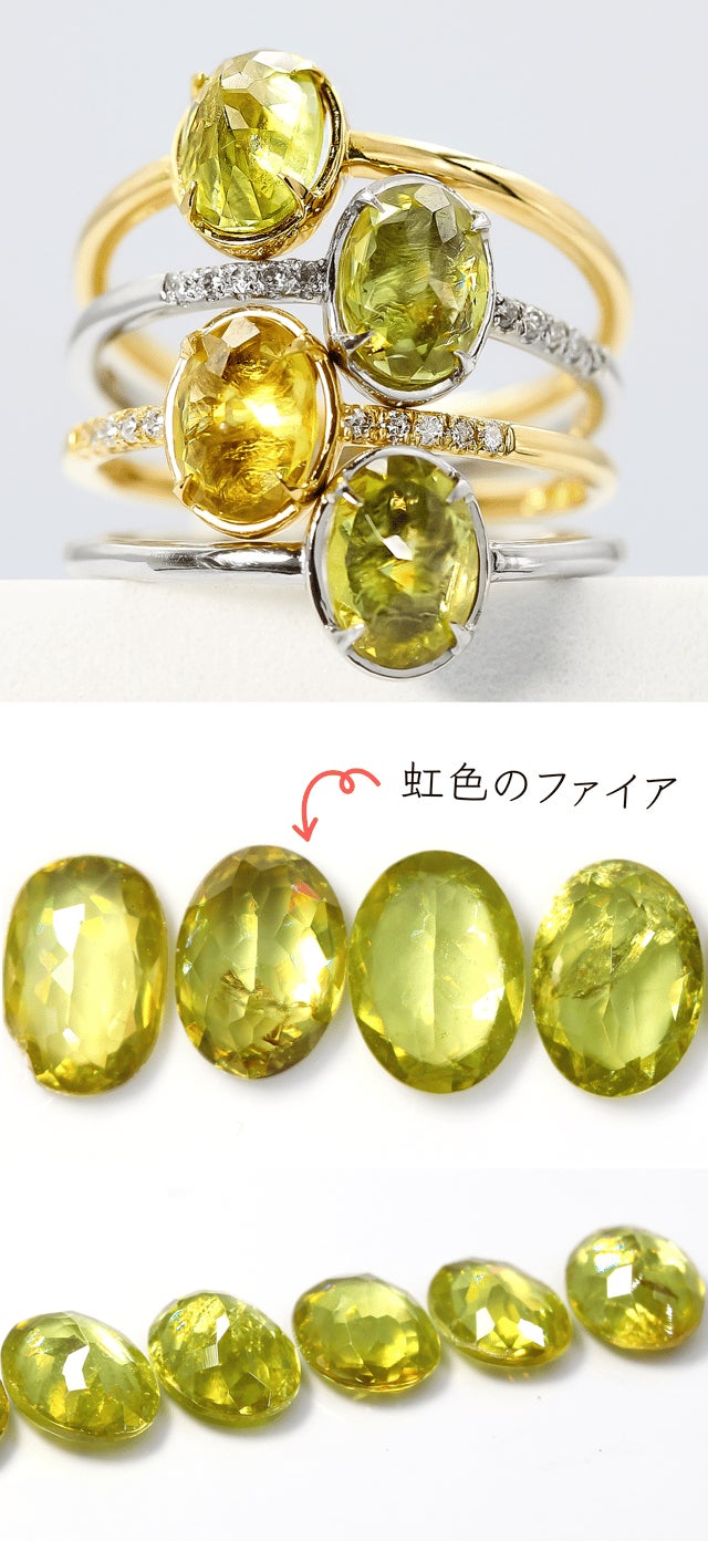 Makuake｜スフェーンを逆さに留めちゃいました。「ファイアが美しい