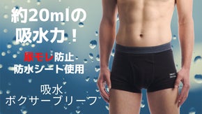 不意の尿モレ対策に最適！約20mlの吸水力でお尻迄カバーした吸水ボクサーブリーフ