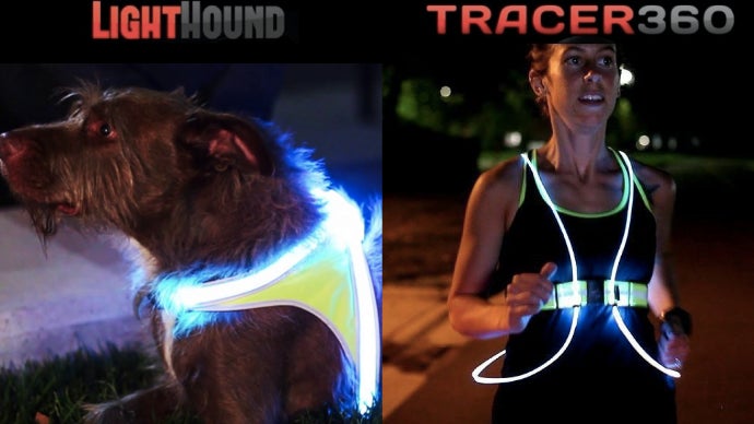 安全な夜間のエクササイズを。どこからでも視認可能な光るハーネス/ランニングベスト