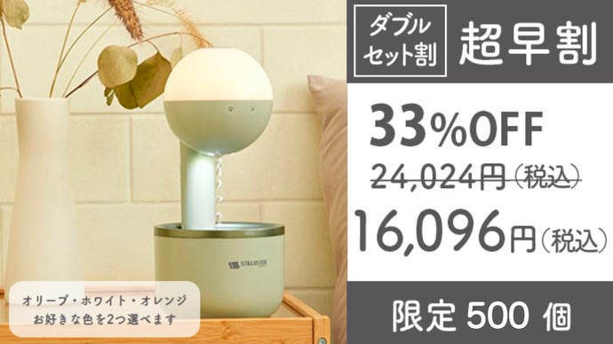 なんだか素敵な部屋になった気分。ぽわっと灯る水滴上昇型加湿器