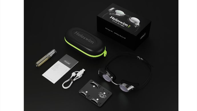 泳ぎながら距離やタイム、ラップを確認できる！ARディスプレイ付き