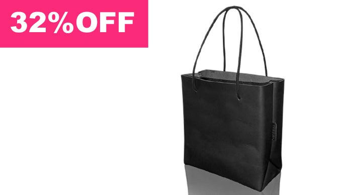 天然一枚革！使い捨てない『紙袋風自立するレザーバッグ 厚切スクエア  